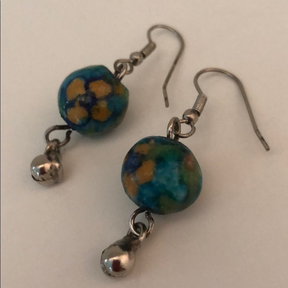 VINTAGE HAND PAINTED FLOWERS ON BALLS W/SILVER - Picture 3 of 8